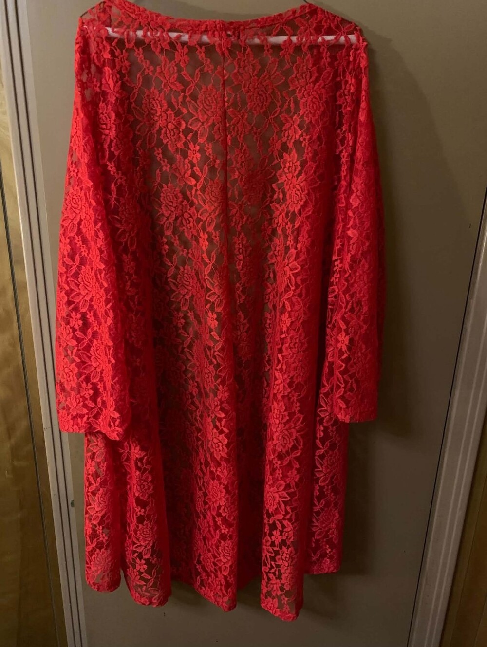 Beautiful Red Lace Duster/Cardigan - Picture 2 of 3